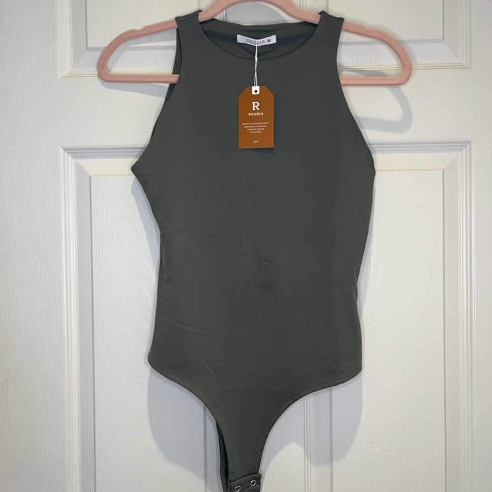 ReoRia Olive Green Sleeveless Bodysuit- M